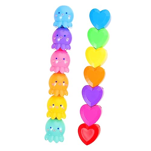 PartyKindom 2 Stück Farbige Octopus Textmarker Fluoreszierende Stifte für Schüler Bunte Marker für Notizen und DIY Projekte Kawaii Design Farben Cartoon Stil von PartyKindom