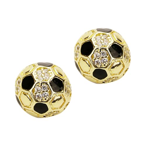 PartyKindom 2 Stück Goldplattierte Kupferperlen mit Runde Fußball Abstandshalter für Schmuckherstellung DIY Armband und Halsketten Zubehör Glänzende Tropföl Oberfläche Kreative Charms von PartyKindom
