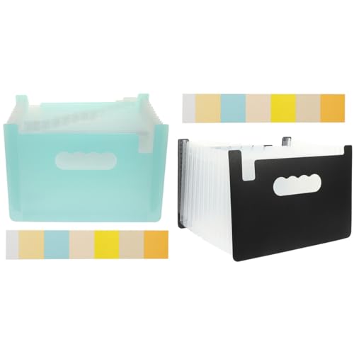 PartyKindom 2 Stück Großer Aktenordner mit Erweiterbarem Fächerdesign für Büro Zuhause und Reisen Praktischer Dokumentenorganizer Blau und Schwarz Fächer pro Ordner von PartyKindom