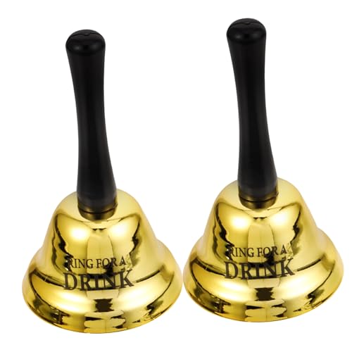 PartyKindom 2 Stück Handglocke Ring For Drink Tischklingel Retro design Metall Glocke für Restaurant Bar Service Partyveranstaltungen Hochzeit Training Tier von PartyKindom