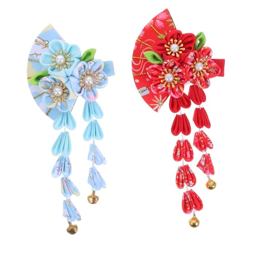 PartyKindom 2 Stück Japanische Haarnadeln mit Floralen Quasten Handgefertigter Kimono Haarschmuck für Frauen und Mädchen Traditioneller Japanischer Haarclip Leicht und Vielseitig für Frisuren von PartyKindom
