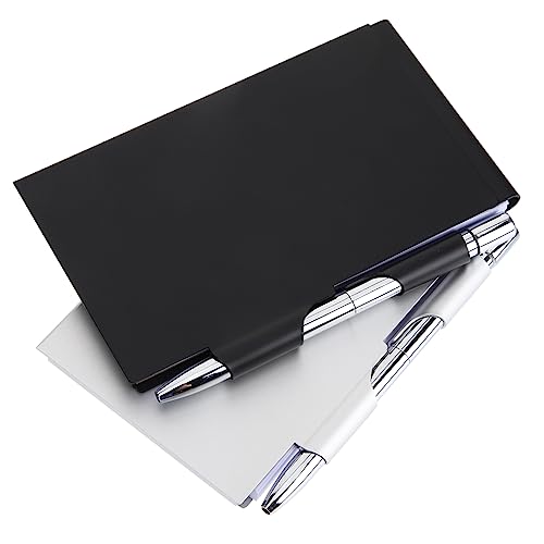 PartyKindom 2 Stück Metall Notizbuch mit Etui und Stift Tragbares Notizbuch für Zuhause Büro und Schule Refills Schwarz und Silber für Studenten und Profis von PartyKindom