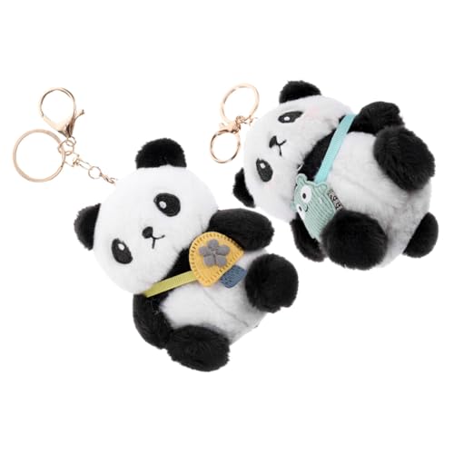 PartyKindom 2 Stück Panda Schlüsselanhänger Plüschanhänger Kuscheliges Cartoon Stofftier Anhänger für Taschen Rucksäcke Geschenkidee für Frauen und Mädchen von PartyKindom