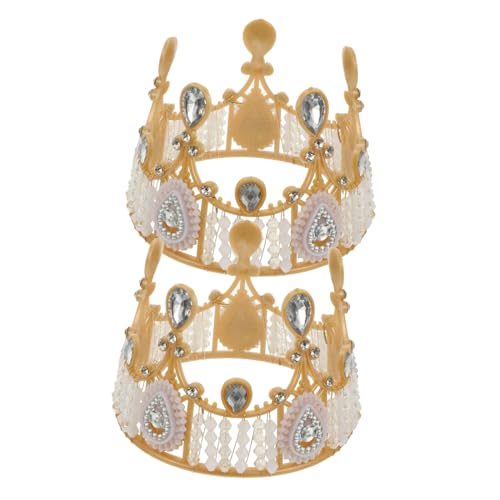 PartyKindom 2 Stück Teiliges Acryl Cake Topper Kronenform mit Strass Geburtstagstorte Deko Party Kuchenaufsatz Goldfarbene Tortendekoration Langlebig Sicher von PartyKindom