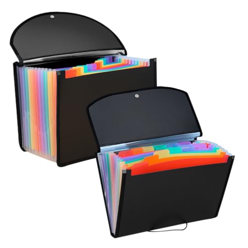 PartyKindom 2 Stück Teiliges PVC Aktenordner Mehrschichtiger Robuster Fächermappe Organizer Erweiterbare Dokumententasche für Büro und Zuhause Tragbarer Leichter Handheld Dateimanager von PartyKindom