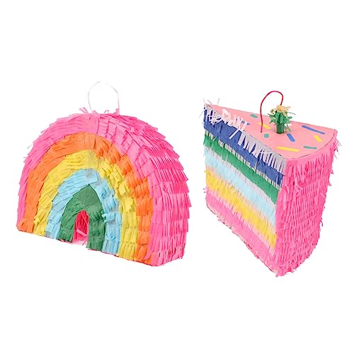 PartyKindom 2 Stück Teiliges Piñata Cake Rainbow zum Befüllen mit Süßigkeiten Kreative Partydeko für Kindergeburtstag Festfeier Einzigartiges für Feierlichkeiten von PartyKindom