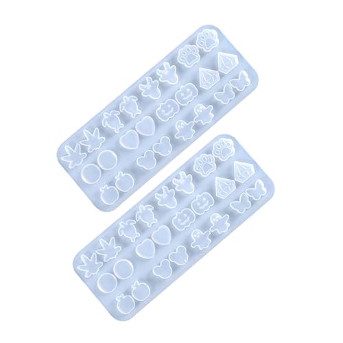 PartyKindom 2 Stück Teiliges Silikon Schmuckform Flexible Ohrstecker Gießform Transparente Epoxidharz Ohrring Anhänger Formen für DIY Basteln Langlebig und Einfach zu Reinigen von PartyKindom