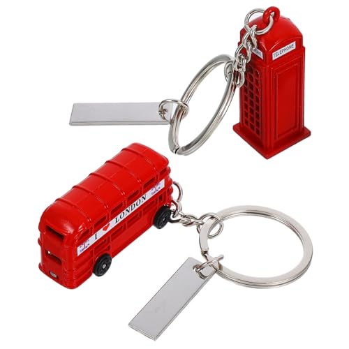 PartyKindom 2 Stück Telefonzellen-Schlüsselanhänger schlüsselanhänger set schlüsselanhänger metall multifunktionaler schlüsselanhänger London-Souvenirs Doppelstockkette Zinklegierung von PartyKindom