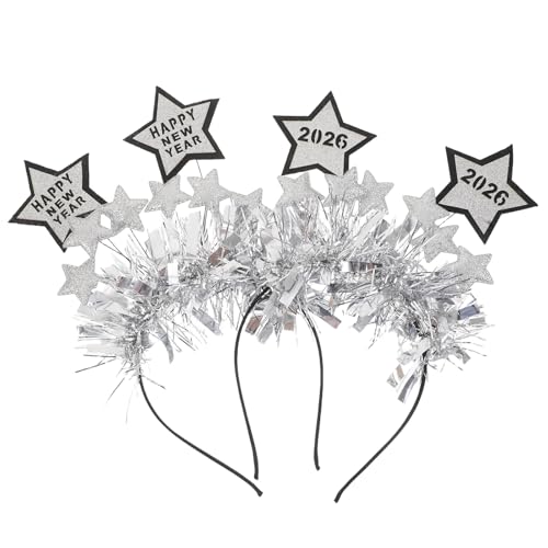 PartyKindom 2-teiliges Neujahrs-Stirnband: Star-Boppers-Kopfbedeckung für Silvesterparty-Zubehör – 2026-Kopfbedeckung für festliche Feiern und Zusammenkünfte von PartyKindom