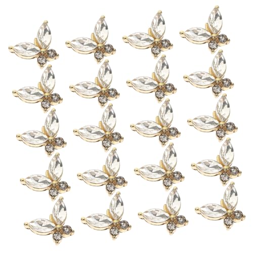 PartyKindom 20 Stück 20 teiliges Nail Charms Schmetterling Design Gläserner Nail Art Schmuck Langlebig und Einfach Anzubringen für DIY Fingernägel und Professionelle Maniküre von PartyKindom