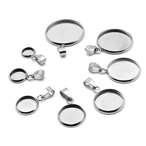 PartyKindom 20 Stück Anhänger aus Edelstahl rostfrei Cabochons-Tabletts Kreis Perlen Schmucktablett schmuckwerkzeuge Schmuck basteln Schmuckanhänger DIY -Halskette Hängetabletts-Kit Silver von PartyKindom