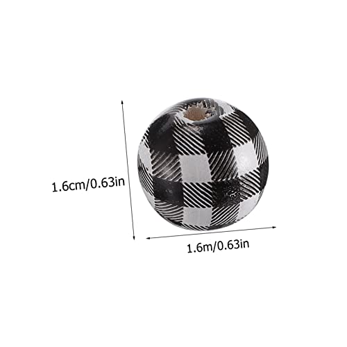 PartyKindom 20 Stück Holzperlen mit Kariertem Muster Holzperlen Spacer für DIY Schmuckherstellung Armband und Halskette Bastelperlen Kariert Festliche Weihnachtsdekoration von PartyKindom