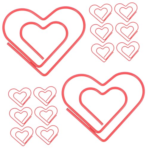 PartyKindom 20 Stück Metall Büroklammern Herzform Stabile Love Paper Clips mit Starkem Halt Multifunktionale und Lesezeichenclips für Büro Schule und Zuhause Dekorative Herzklammern von PartyKindom