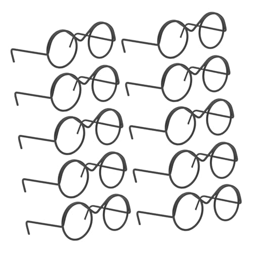 PartyKindom 20 Stück Puppe Mini-Brille Aus Metall Miniaturbrille Für Puppe Minibrille Für Puppen Puppenkleid Puppen Runde Puppenbrille Mit Rand Puppenauge Mini-gläser Zum Basteln Black von PartyKindom