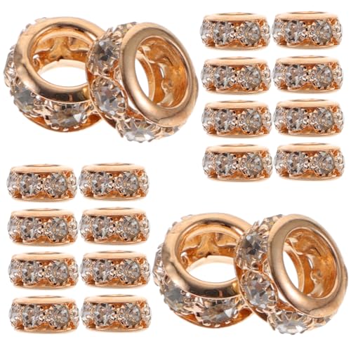 PartyKindom 20 Stück Rondelle Spacer Perlen DIY Schmuckzubehör Kupfer mit Strass für Armbänder Große Lochperlen für Bastelarbeiten und Schmuckherstellung von PartyKindom