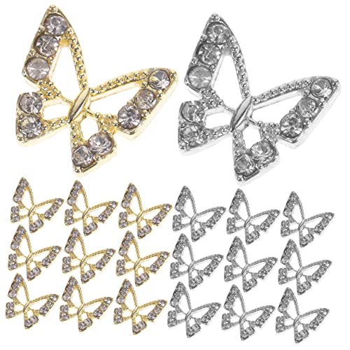 PartyKindom 20 Stück Schmetterlings Nagel Charms Diy Nagelkunst Dekoration mit Strass für Maniküre Kleidung Schmuck und Bastelprojekte Glänzende Details für Besondere Anlässe von PartyKindom