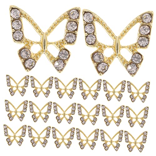 PartyKindom 20 Stück Schmetterlings Nagel Charms Glitzernde Strasssteine für Kreative Nagelkunst Vielseitig Einsetzbar für Nägel Kleidung Taschen und Diy Projekte von PartyKindom