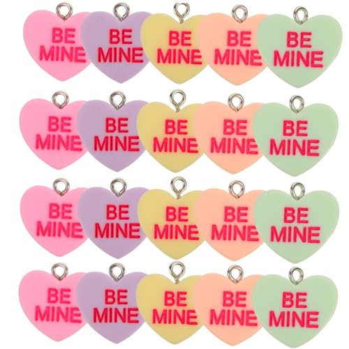 PartyKindom 20 Stück Teiliges Herz Anhänger aus Langlebigem Resin Bunte Love Heart Charms mit Aufhängeloch für DIY Schmuckherstellung Wie Armbänder Halsketten Ohrringe und Taschenanhänger von PartyKindom