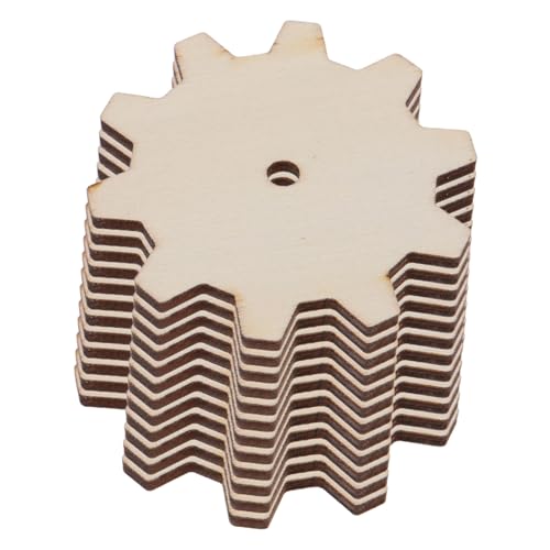 PartyKindom 20 Stück Teiliges Holz Zahnräder Unbearbeitete Holzscheiben für DIY Bastelprojekte Stabile Glatte Holz Chips zum Bemalen und Kreative Handwerksdekoration von PartyKindom