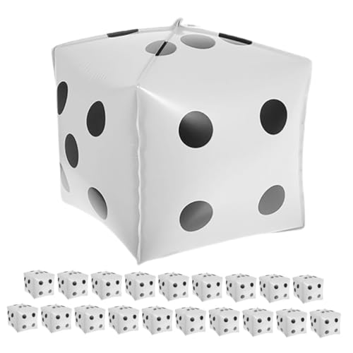 PartyKindom 20 Stück Teiliges Würfel folienballon Glänzende Aluminiumwürfel deko für Spieleabende Leichte Kreative Partydekoration für Männergeburtstage und Festivals Weiß von PartyKindom
