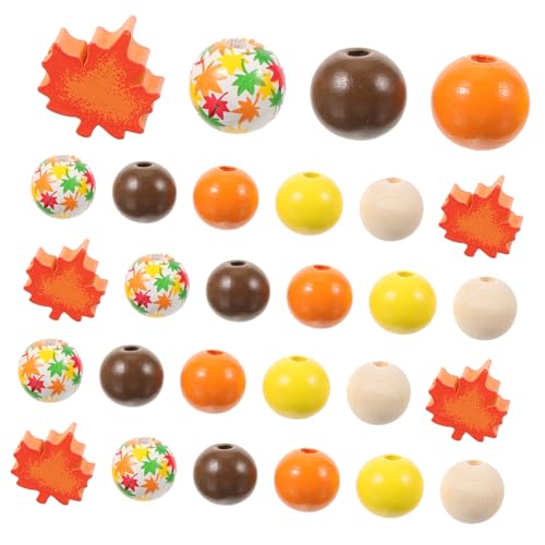 PartyKindom 200 Stück Herbst Holzperlen Orange Rund Farmhouse Bastelperlen zum Auffädeln für Schmuckherstellung DIY Dekoration Langlebige Holzperlen für Armbänder und Haushaltsdeko von PartyKindom
