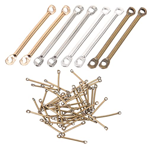 PartyKindom 200 Stück Ohrringe Verbindungsstäbe Doppel Loch Armband Verbindungsstangen Schmuckzubehör für DIY Projekte Silbern Antikbronze Gold Weißes K Gold von PartyKindom
