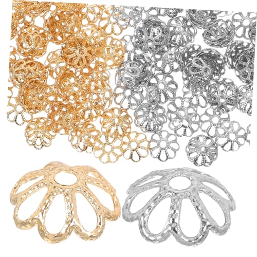 PartyKindom 200 Stück Spacer Bead Caps mit Filigranem Blüten Design für Schmuckherstellung Stabile Dekorative Metallkappen für Armbänder und Halsketten Zuverlässige Schmuckperlenhalter für DIY von PartyKindom