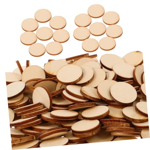 PartyKindom 200 Stück Unbehandelte Holzscheiben für DIY Projekte Runde Holzstücke zum Basteln Polierte Holzscheiben für Dekoration und Handwerk von PartyKindom