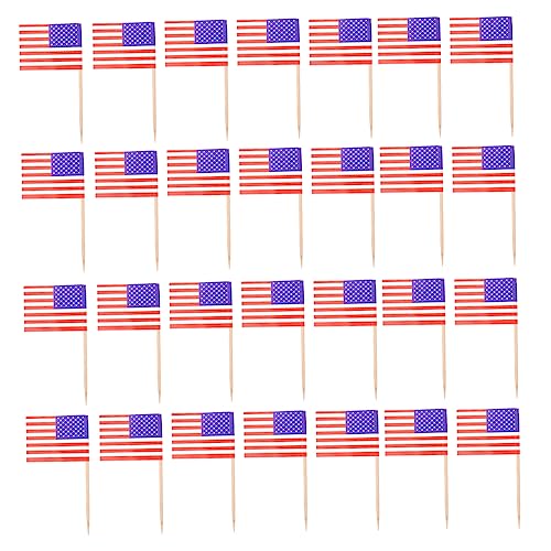 PartyKindom 200 Stück Usa Flaggen Cupcake Dekoration Papier Zahnstocher für Partys Geburtstag Nationale Feiertage Sportevents Lustige Dessert Toppers für Jede Feier von PartyKindom