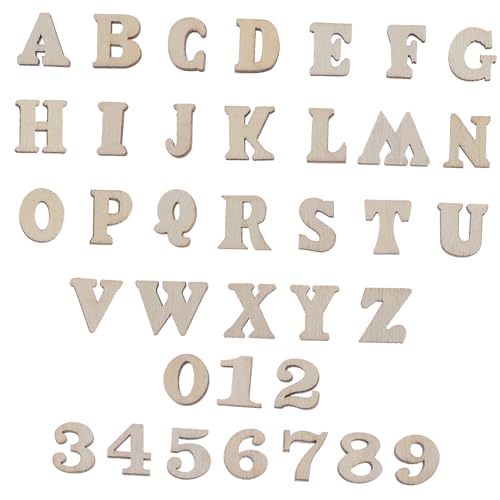 PartyKindom 204 Stück Holzbuchstaben und Zahlen Teile Alphabet und Zahlen Perfektes Bastelmaterial für DIY Projekte Kinderfreundlich für Lernspiele und Heimdekoration von PartyKindom