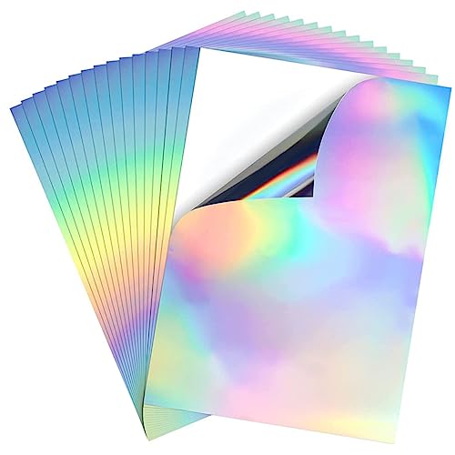 PartyKindom 20Blätter Holografisches Aufkleberpapier DIY Bastelfolie Selbermachen Langlebig und Praktisch für Kreative Projekte Wasserfest und Bedruckbar für Spaß PartyKindom 20Blätter Holografisches Aufkleberpapier DIY Bastelfolie Selbermachen Langlebig und Praktisch für Kreative Projekte Wasserfest und Bedruckbar für Spaß von PartyKindom