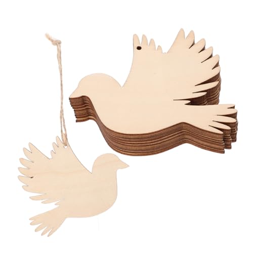PartyKindom 20Stücke Holz Vogelausschnitte Unvollendete Taube Ornamente DIY Hochzeitsdekorationen mit Schnur für Bastelprojekte und Festliche Anlässe von PartyKindom