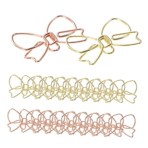 PartyKindom 20Stücke Kreative Mehrzweckpapierklammern Roségold und Dekorative Büroklammern im Schleifen Design für Notizen Fotos Dokumente und DIY Projekte von PartyKindom