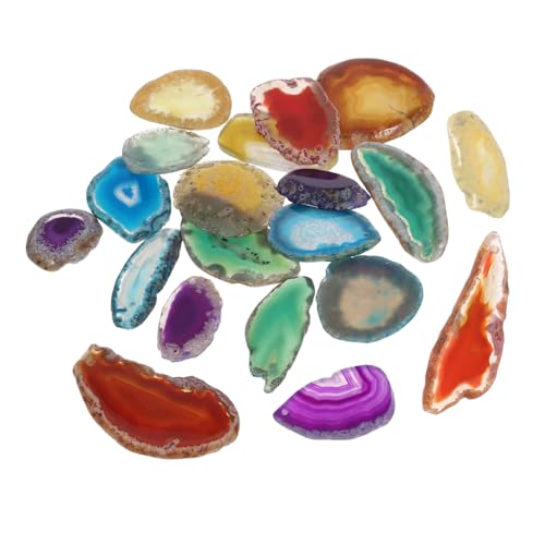 PartyKindom 20Stücke Natürliche Achatplatten Bohrbare Achatscheiben für DIY Schmuck Hochzeitsdekoration und Bastelprojekte Vielseitige Farbvarianten von PartyKindom