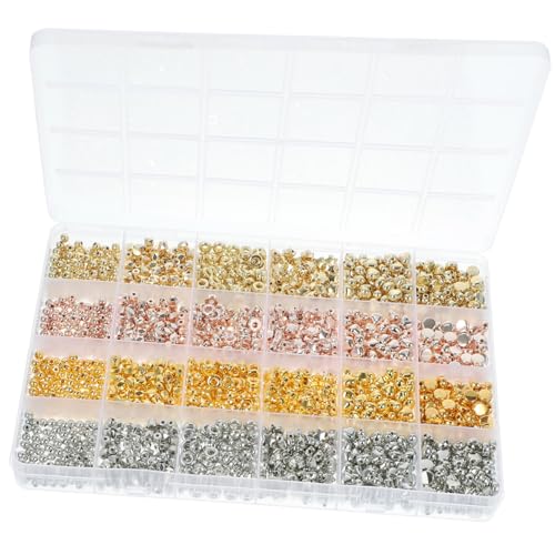 PartyKindom 2160 Stück Kunststoffperlen Set für DIY Schmuck und Bastelarbeiten Spacer Perlen für Armbandgestaltung Vielseitige Bastelperlen zum Auffädeln von PartyKindom