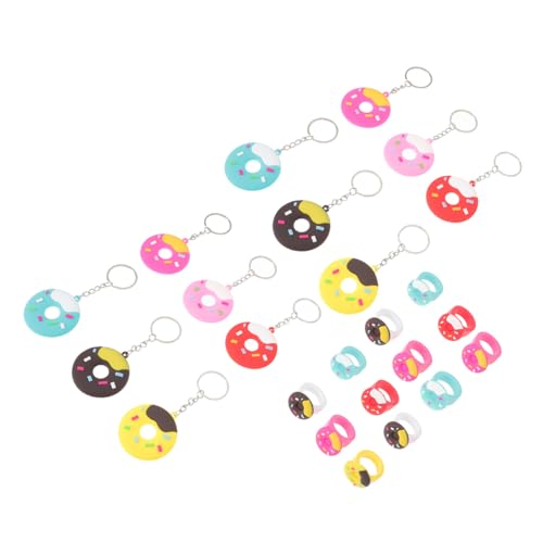 PartyKindom 24 Stück Teiliges Donut Party Mitgebsel aus Softgummi Langlebige Kindergeburtstag Geschenke Schlüsselanhänger und Ringe für Donut Themenpartys und Geburtstagsfeiern von PartyKindom