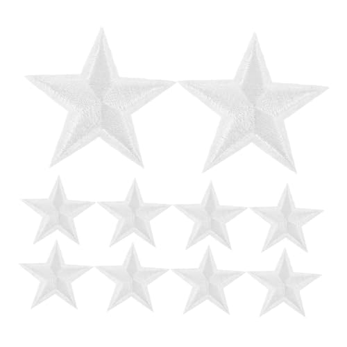PartyKindom 24 Stück Teiliges Weiße Fünfzackige Stern Aufnäher zum Aufbügeln Bestickte Polyester Patches für Jeans Jacken Schuhe Hüte Rucksäcke Langlebige Farbbeständige Textilverzierung von PartyKindom