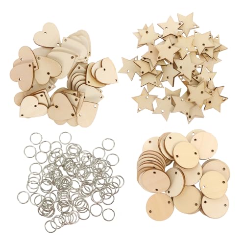 PartyKindom 240Stücke Mini Holzscheiben mit Löchern und Ringklammern Dekorative Holzanhänger für DIY Projekte Hochzeit Weihnachten Bastelarbeiten und Mehr von PartyKindom