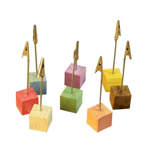 PartyKindom 24Stücke Quadratische Holz Foto Halter mit Bunten Clips und Memo Halter für Schreibtisch Stabile Würfel Basis für Büro und Zuhause von PartyKindom