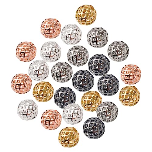 PartyKindom 25 Stück DIY Schmuckperlen Metallperlen für Armband Ohrringe und Loch Handwerksanhänger Gold Silber Schwarz Roségold und Weiß Bastelbedarf für Kreative Projekte von PartyKindom