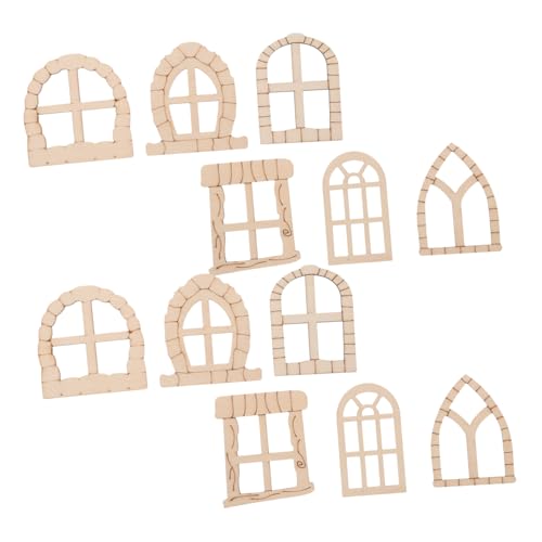 PartyKindom 25 Stück Mini-fensterzubehör Klein Dekoration Kind Mini-fensterrahmenmodell Winzig Miniaturtür Leer Handwerk Miniatur-fensterrahmen Gartentür Gartenzubehör Minitür Hölzern Khaki von PartyKindom