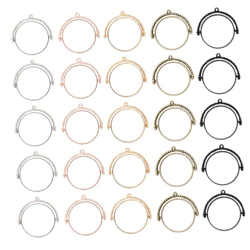 PartyKindom 25Stücke Drehbare Offene Lünette Anhänger für DIY Schmuck Hohllünette Gießform Roségold Schwaz und Antik für Armbänder von PartyKindom