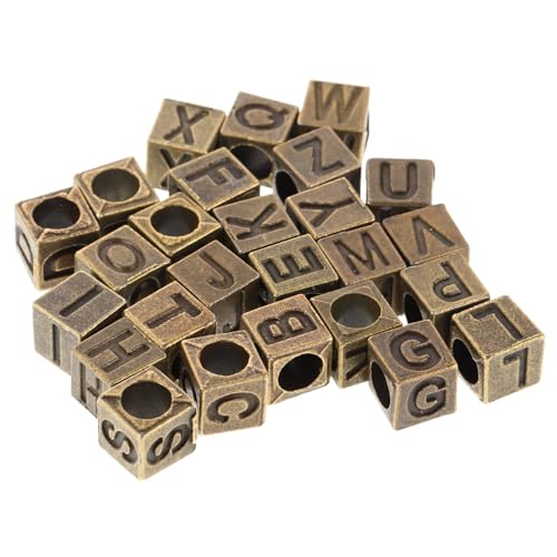 PartyKindom 26 Stück Retro Alphabet Perlen für Schmuckgestaltung Große Loch Spacer Perlen für Diy Armbänder und von PartyKindom