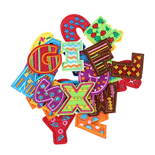 PartyKindom 26 Stück Teiliges Bunte Buchstaben Stoffaufkleber Gestickte Patches zum Aufbügeln für Kleidung Kreative Applikationen für Designs und Reparaturen von PartyKindom