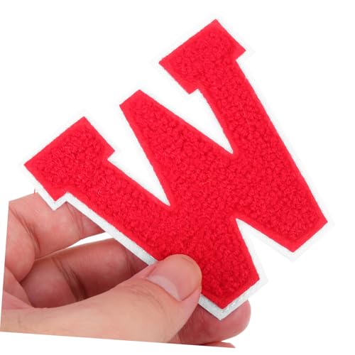 PartyKindom 26 Stück Teiliges Chenille Bügelbuchstaben Weiß rot Dekorative Aufnäher für Kleidung Hüte Taschen Leichte Stickapplikationen zum Aufbügeln und Nähen DIY Kleidungsreparatur von PartyKindom