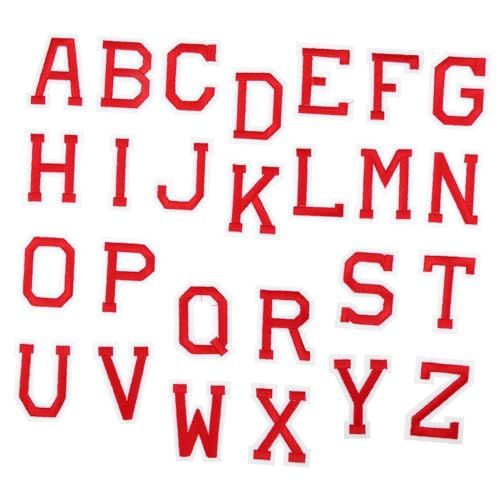 PartyKindom 26 Stück Teiliges Rote Buchstaben Patches A z zum Aufbügeln und Aufnähen Bestickte Alphabet Aufnäher für Kleidung Jeans Taschen Hüte Vielseitig zum Reparieren und Dekorieren von von PartyKindom