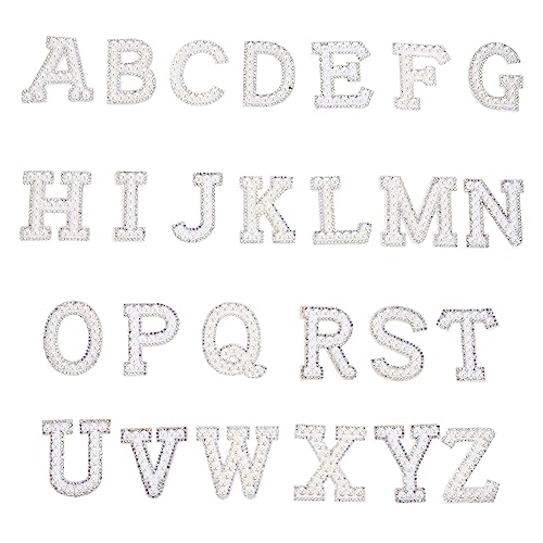 PartyKindom 26 Stück Teiliges Set Buchstaben Patches mit Perlen und Strass für DIY Kleidung und Bastelprojekte Aufbügelbare und Aufnähbare Alphabet Applikationen für Jacken Taschen und Hüte von PartyKindom