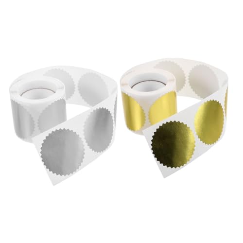 PartyKindom 2Rollen Goldgeprägte Aufkleber für Umschläge Prägeetiketten Silberne Siegel für Zertifikate und Hochzeitseinladungen Langlebiges Design für Kreative Projekte von PartyKindom