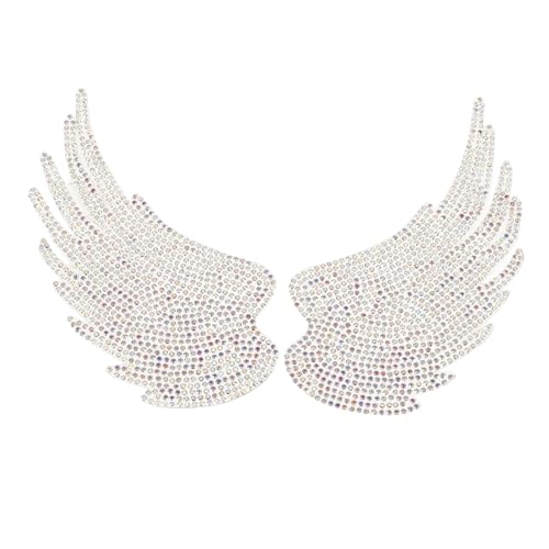 PartyKindom 2Stücke Glitzer Aufnäher Strass Applikationen für DIY Kleidung Bügelbare Engelsflügel Patches für Jacken Rucksäcke Jeans und Hautfreundliches Material von PartyKindom