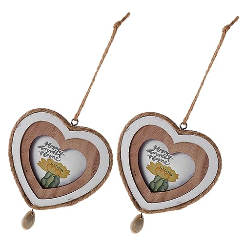 PartyKindom 2Stücke Holz Bilderrahmen Herzform Dekorative Fotorahmen für DIY Wohnaccessoires für Minihäuser Valentinstag Dekoration und Kreative Wandgestaltung von PartyKindom